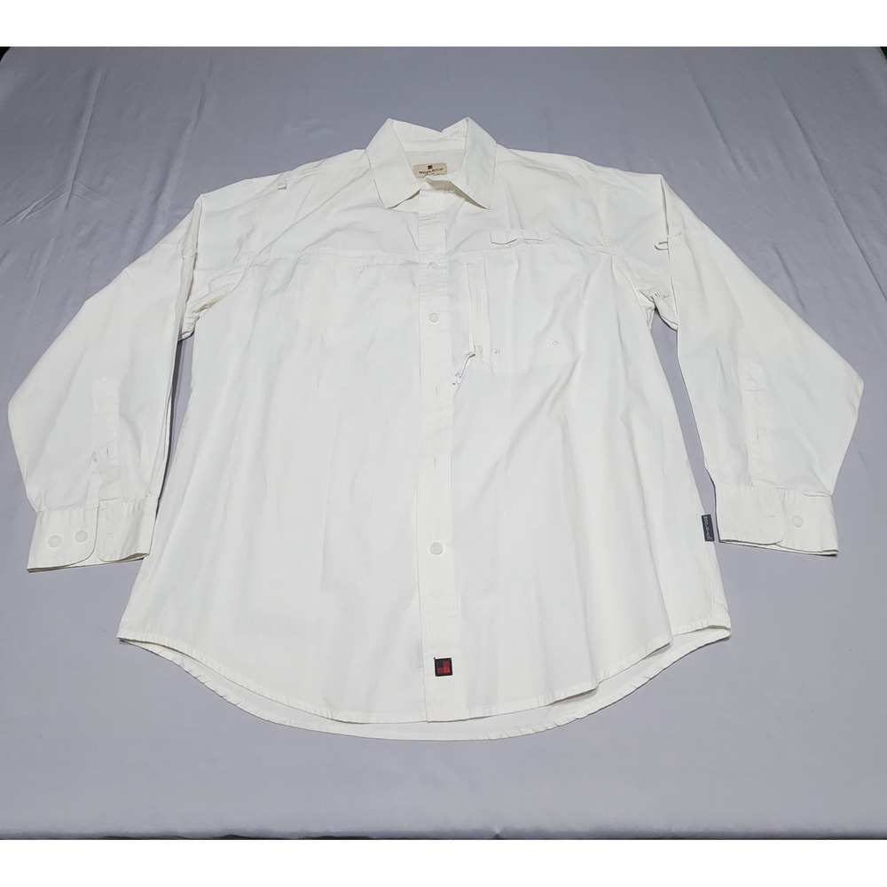 Woolrich Mens 3XDRY Long Sleeve Fishing Hiking Shirt White Large 6171